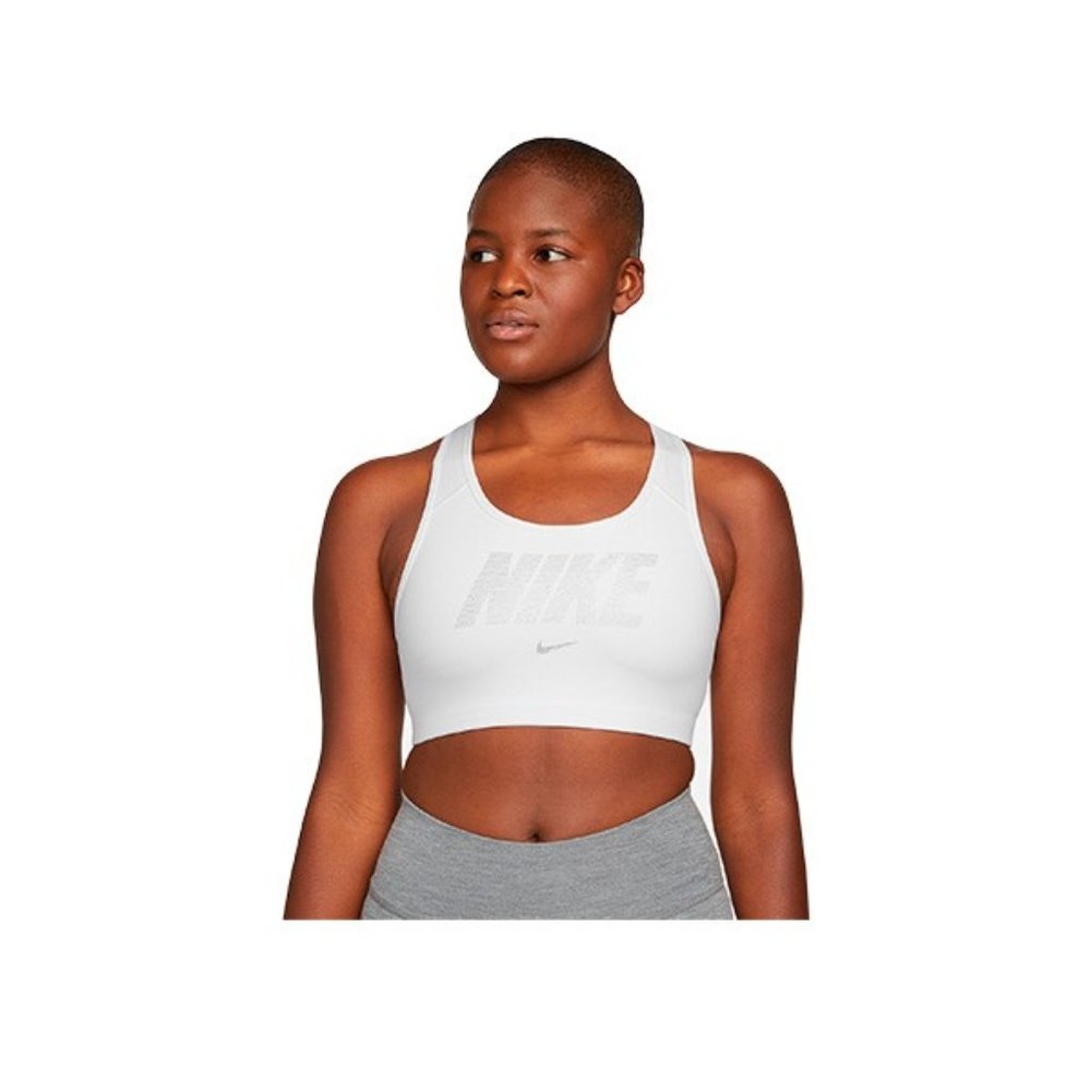 NIKE WOMENS DRI – FIT SWOOSH MEDIUM SUPPORT NON – PADDED METALLIC GRAPHIC SPORTS